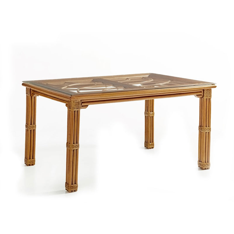 South Sea Rattan Antigua Rectanglar Dining Table (Glass Included)