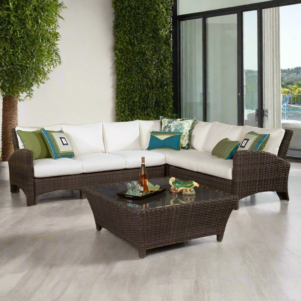 South Sea Rattan Panama Resin Wicker Sectional Set