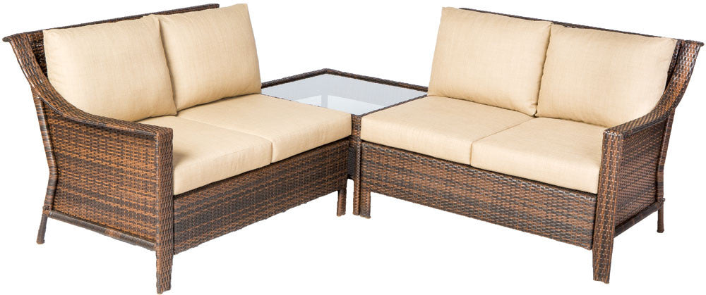 Alfresco Home Logan 5 Piece Deep Seating Wicker Sectional Conversation Set