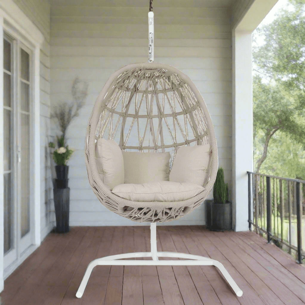 Sunset West Dana Rope Hanging Club Chair with cushions