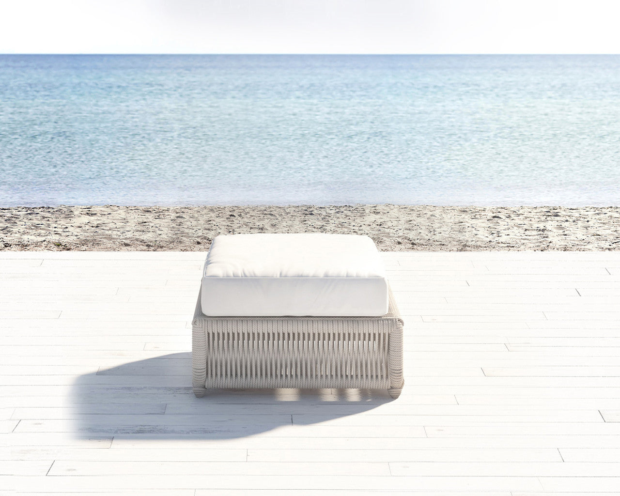 Sunset West Dana Rope Ottoman with cushions (On Sale Fabric)