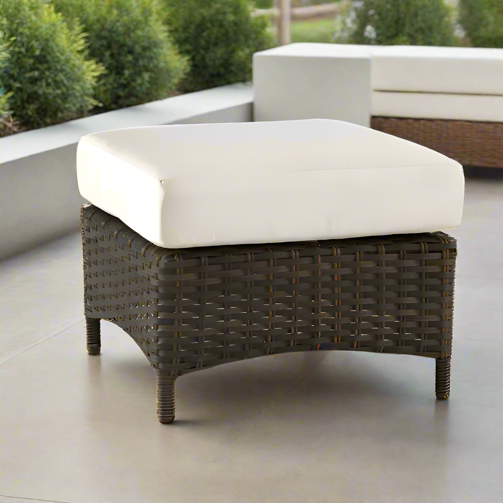 South Sea Rattan Panama Wicker Ottoman