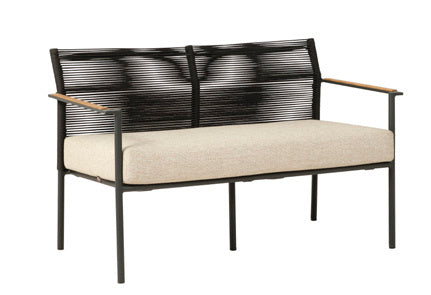 Alfresco Home Jakarta Black Aluminum Loveseat