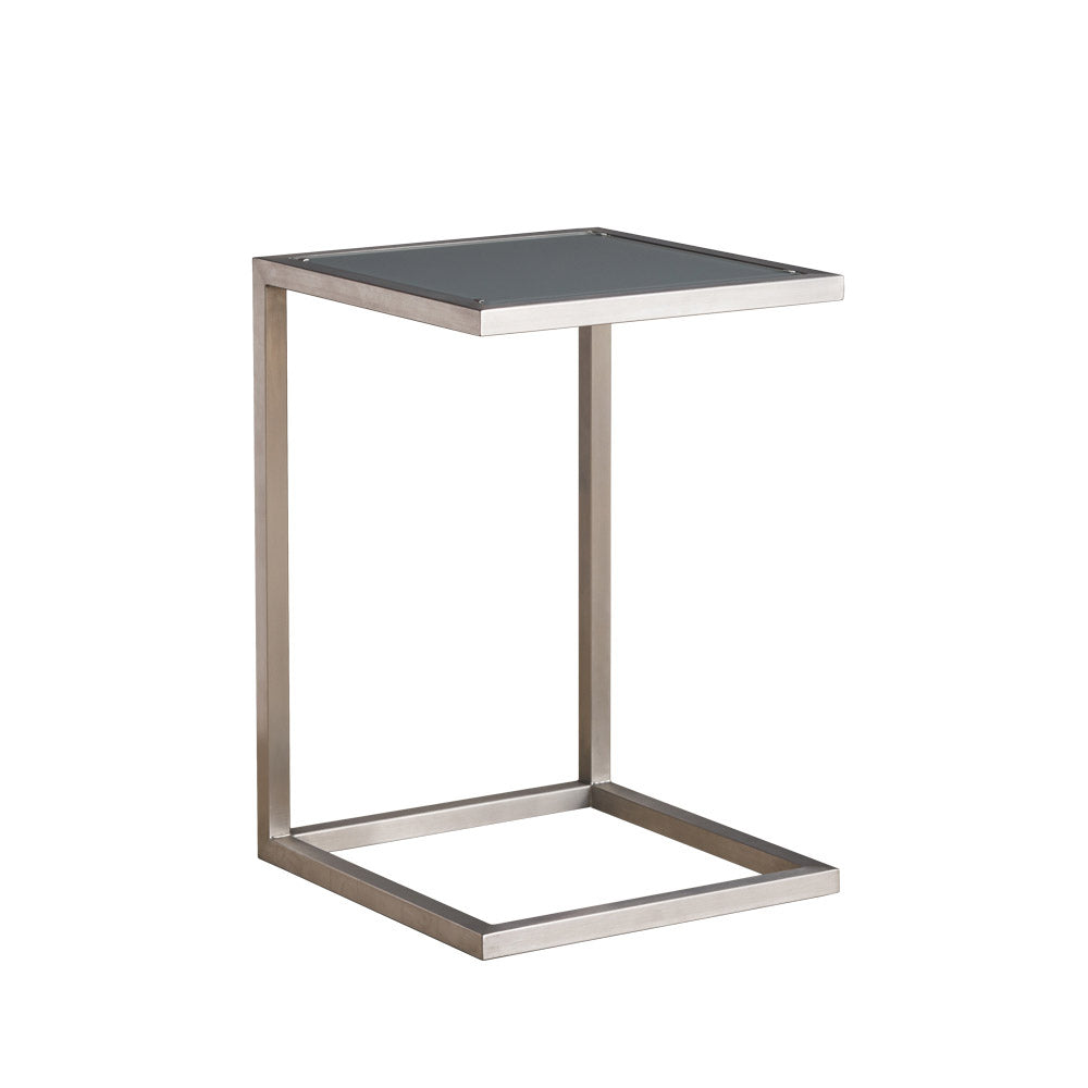 Lloyd Flanders Elements Stainless Steel Side Table With Glass