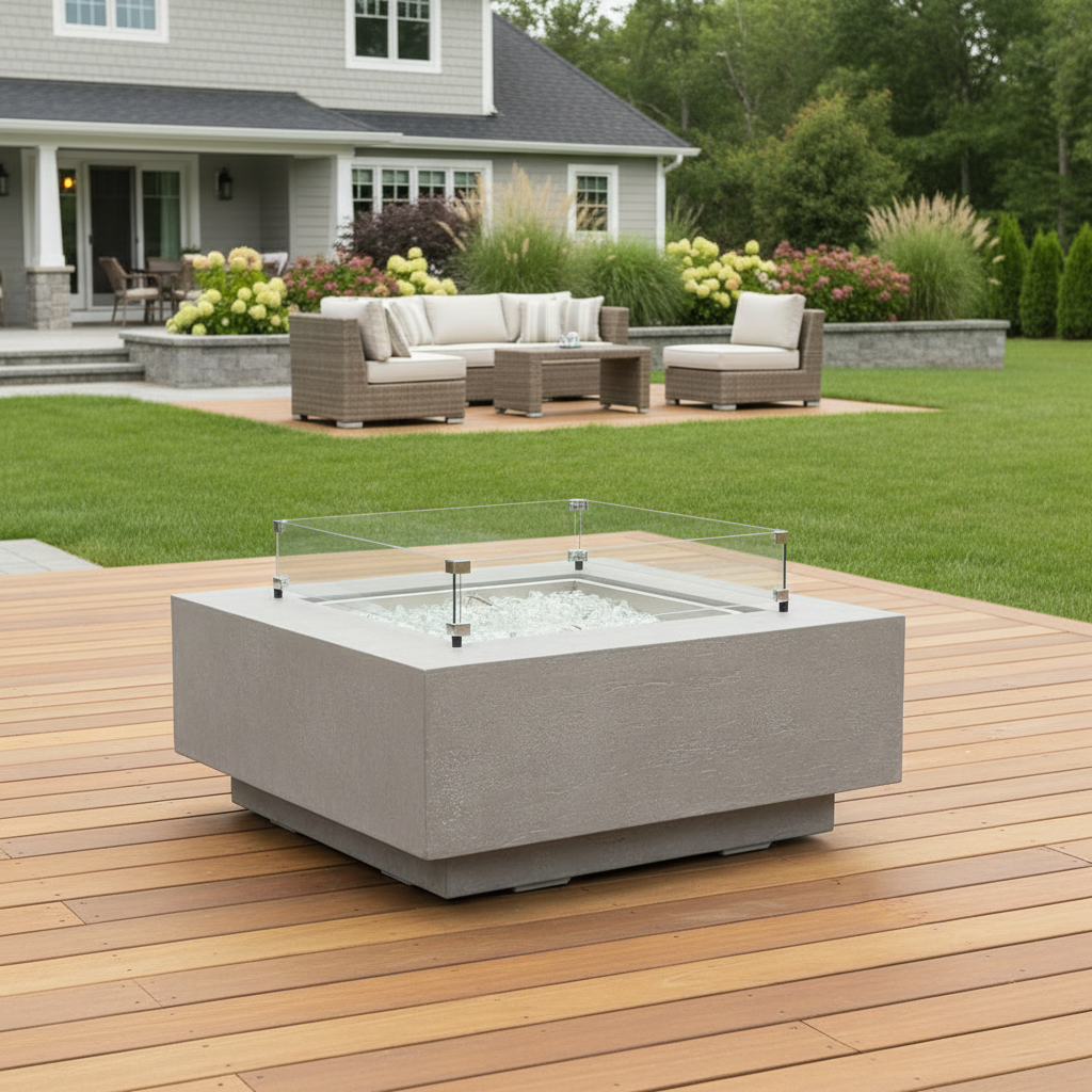 Sunset West Gravelstone Square Fire Table