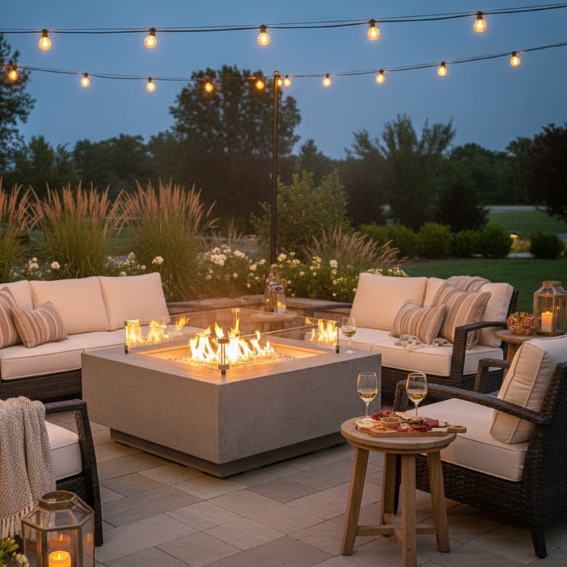Sunset West Gravelstone Square Fire Table