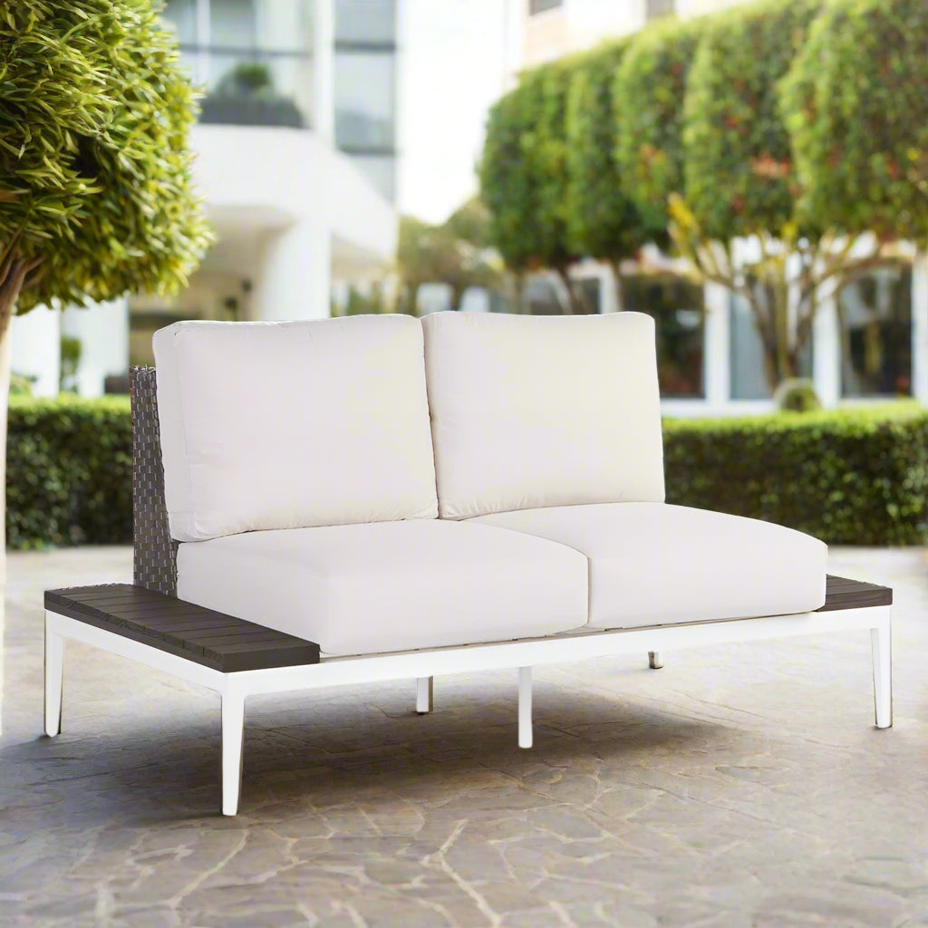 South Sea Rattan Stevie Wicker Loveseat With Side Tables