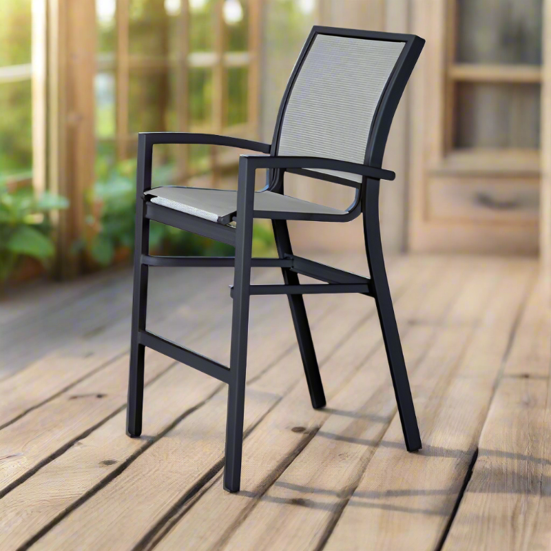 Telescope Casual Kendall Sling Aluminum Outdoor Stacking Bar Height Café Chair