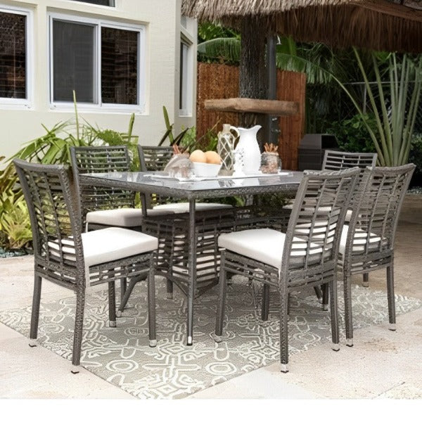 Panama Jack Graphite 7-Piece Side Chairs Dining Set with Cushions