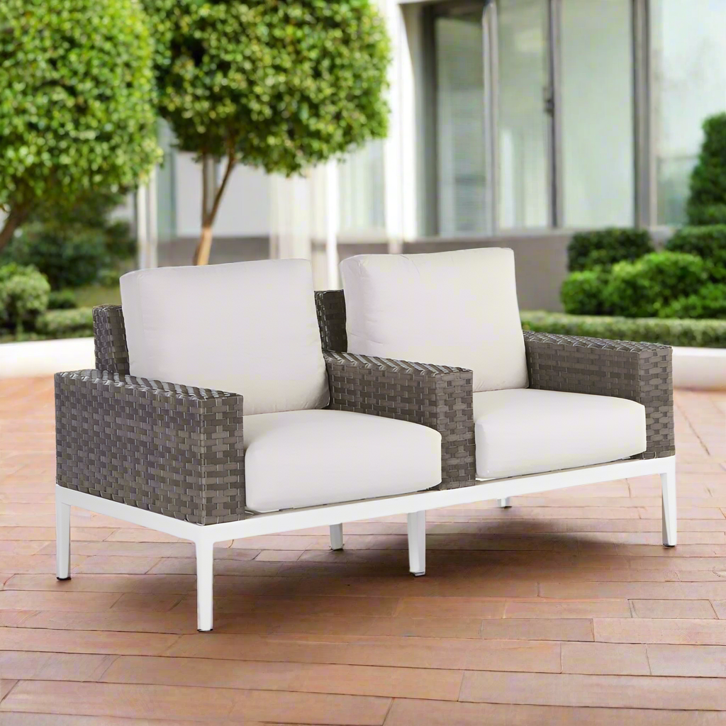 South Sea Rattan Stevie WickerTheater Loveseat