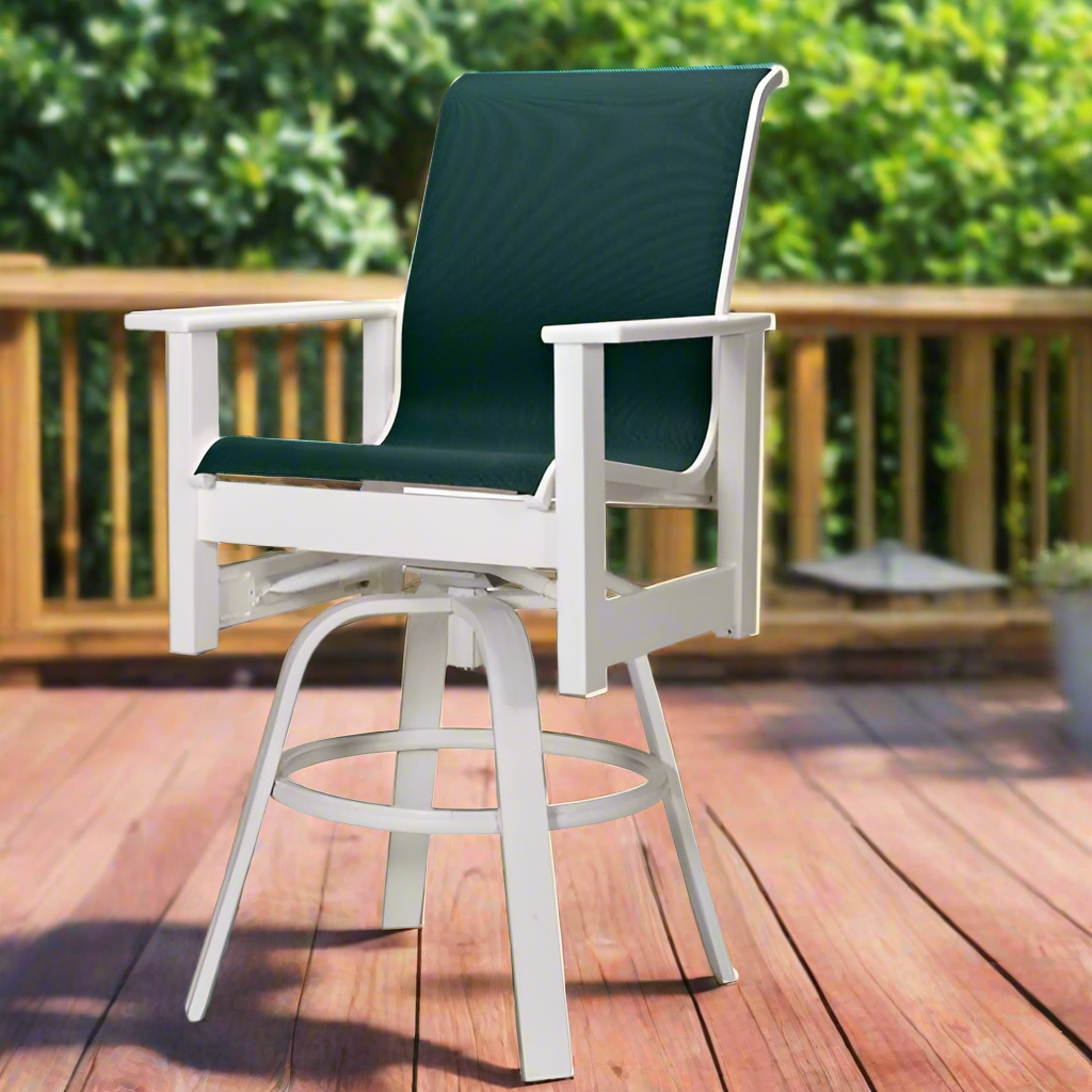 Telescope Casual Leeward MGP Sling Outdoor Bar Height Swivel Arm Chair
