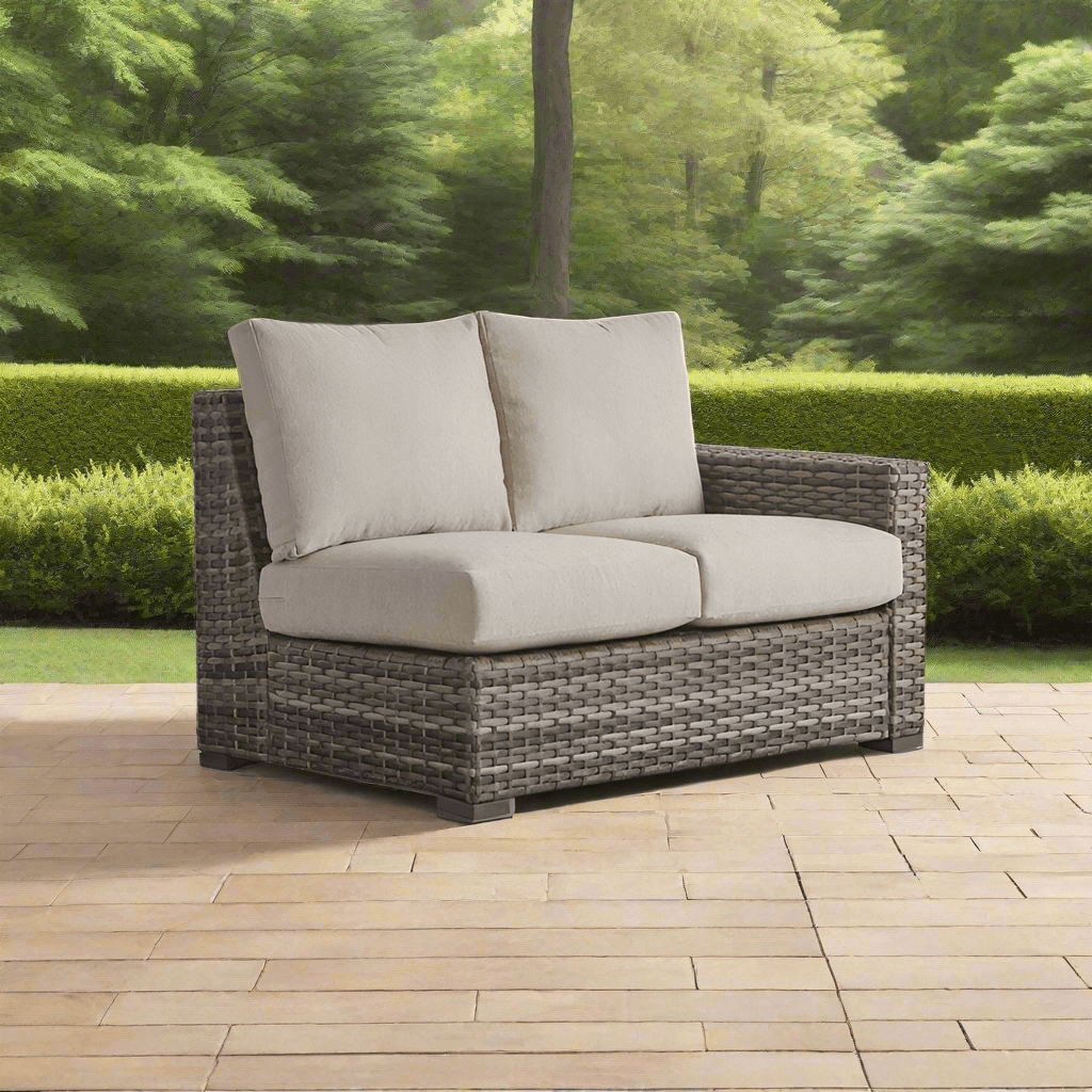 South Sea Rattan New Java Wicker Right Arm Facing Outdoor Loveseat