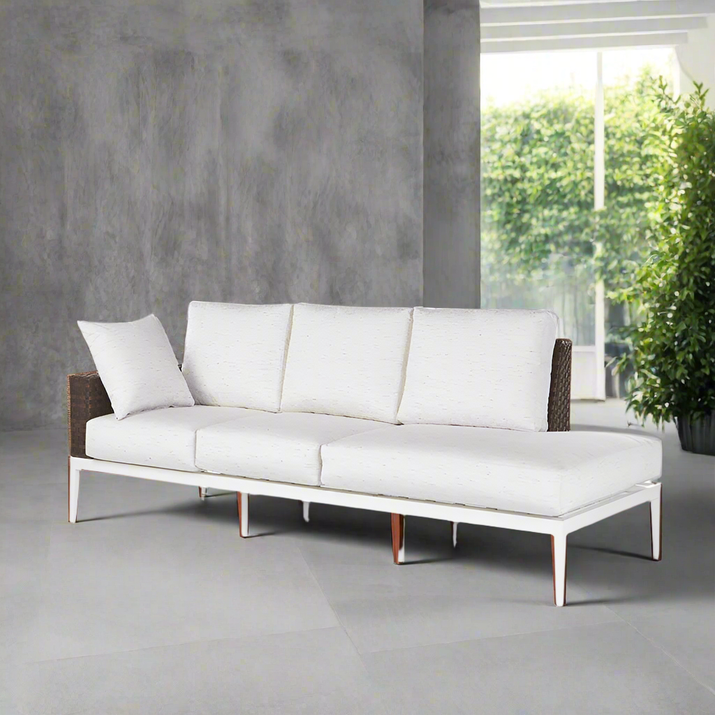South Sea Rattan Stevie Wicker Right-Side Facing Sofa Chaise