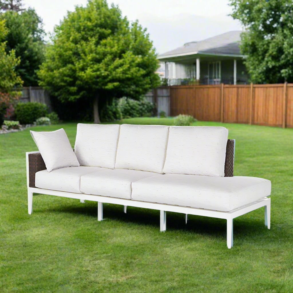 South Sea Rattan Stevie Wicker Right-Side Facing Sofa Chaise