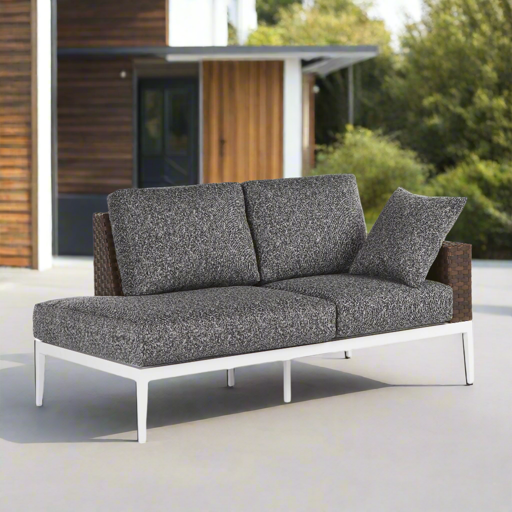 South Sea Rattan Stevie Wicker Right side Facing Loveseat Chaise
