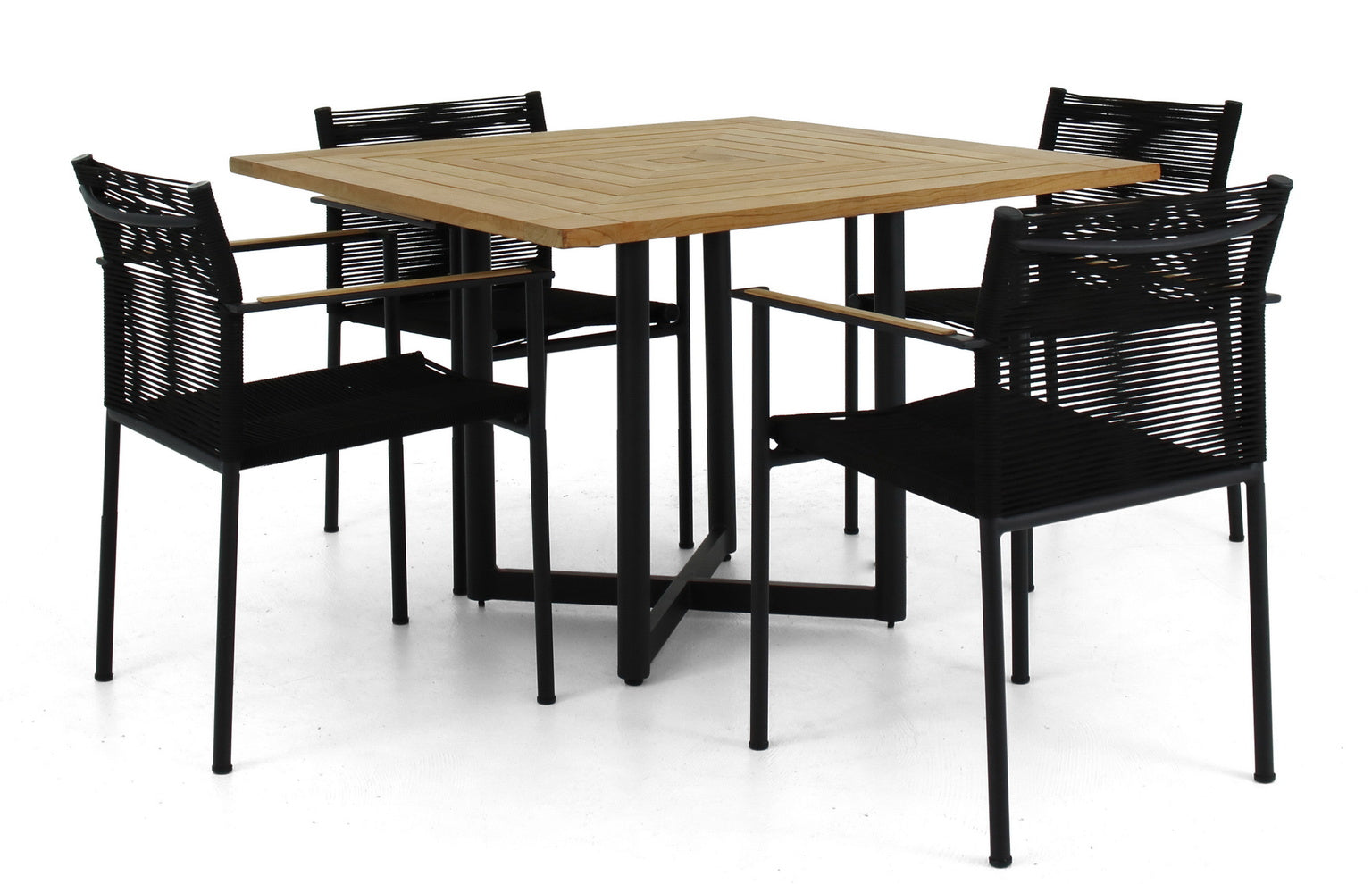Alfresco Home Jakarta 43" Square Teak With Umbrella Hole Dining Table