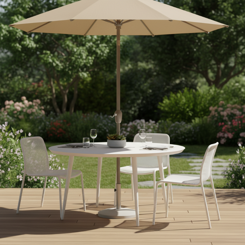 Lloyd Flanders Burano All-Aluminum Frame 59" Round Umbrella Table