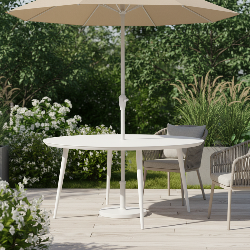 Lloyd Flanders Burano All-Aluminum Frame 59" Round Umbrella Table