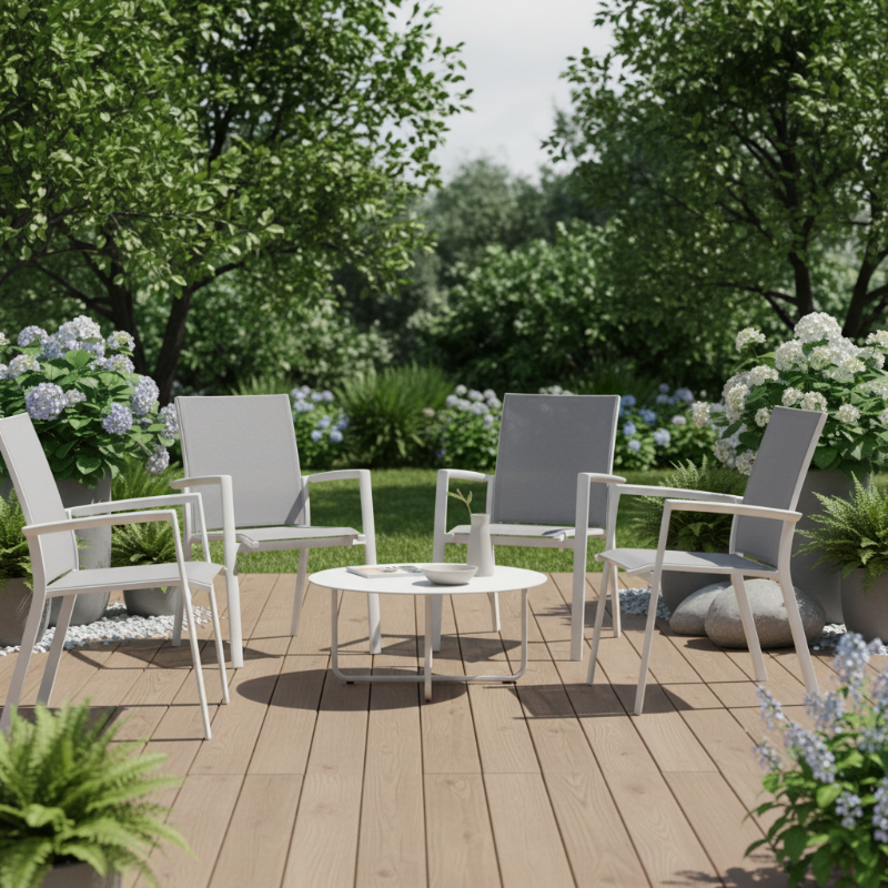 Lloyd Flanders Albany All-Aluminum Frame High Back Dining Chair (Set of 4)