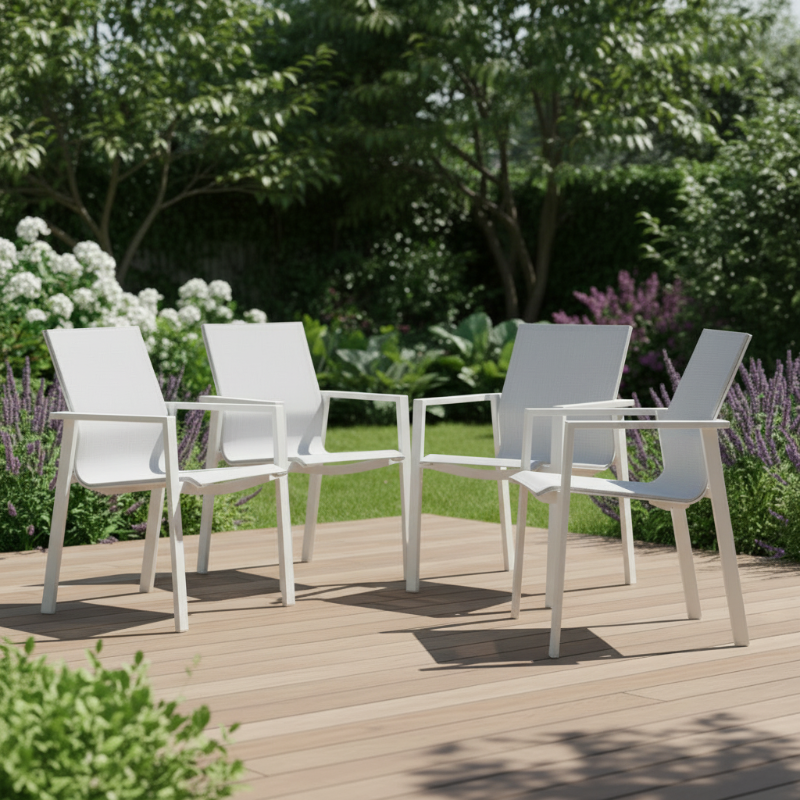 Lloyd Flanders Albany All-Aluminum Frame High Back Dining Chair (Set of 4)