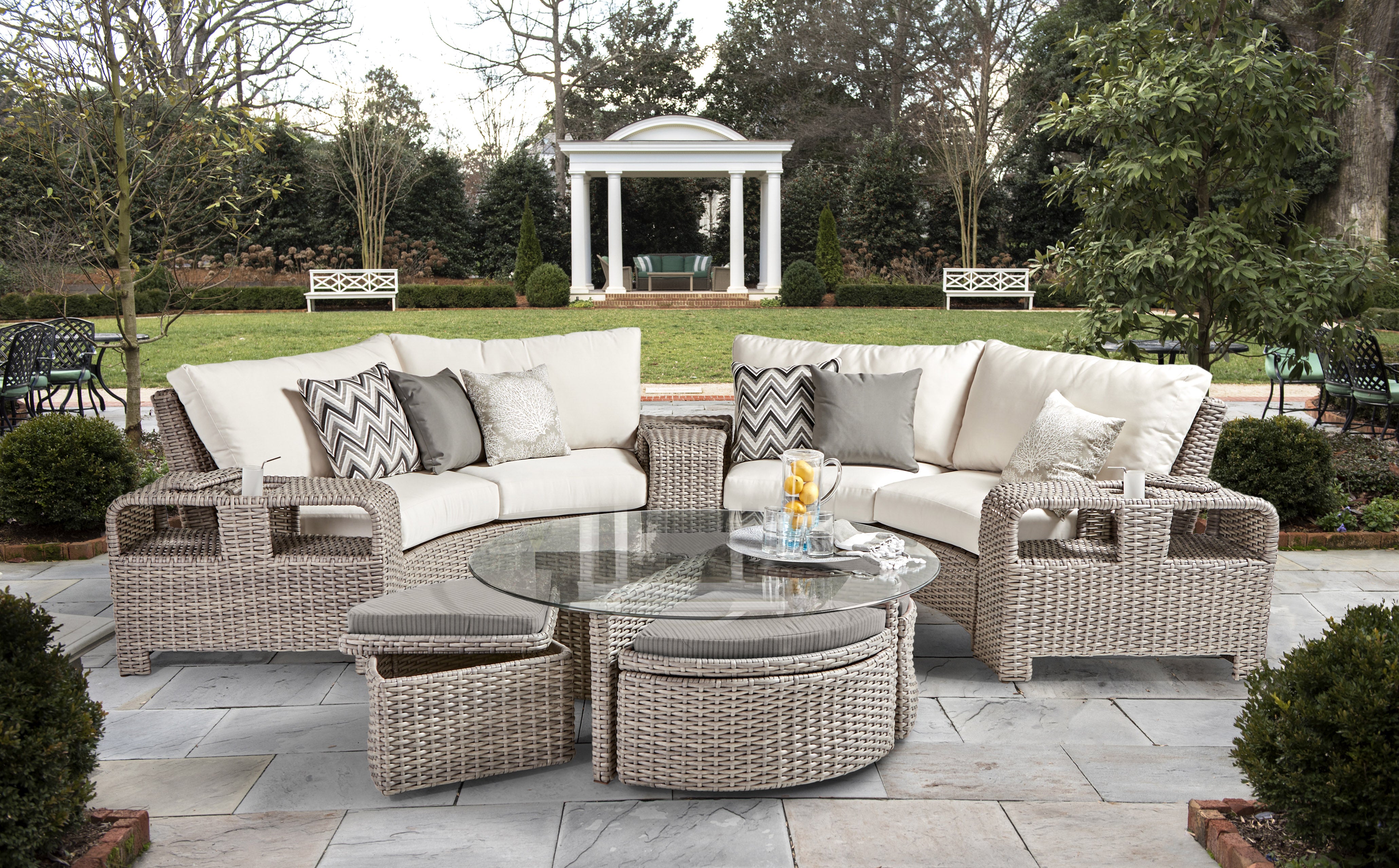 South Sea Rattan Saint Tropez Outdoor Curved Wicker Sectional