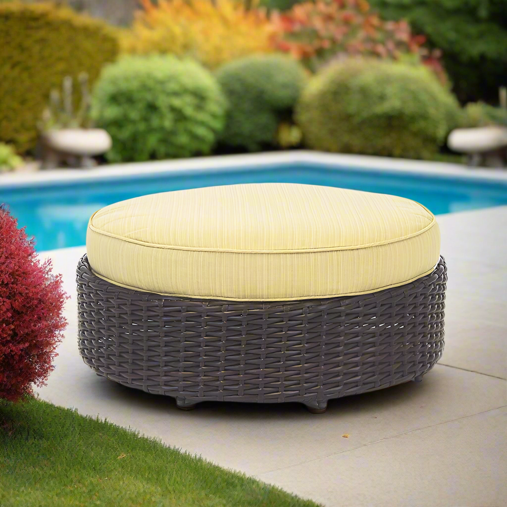 South Sea Rattan Saint Tropez Outdoor Round Wicker Ottoman