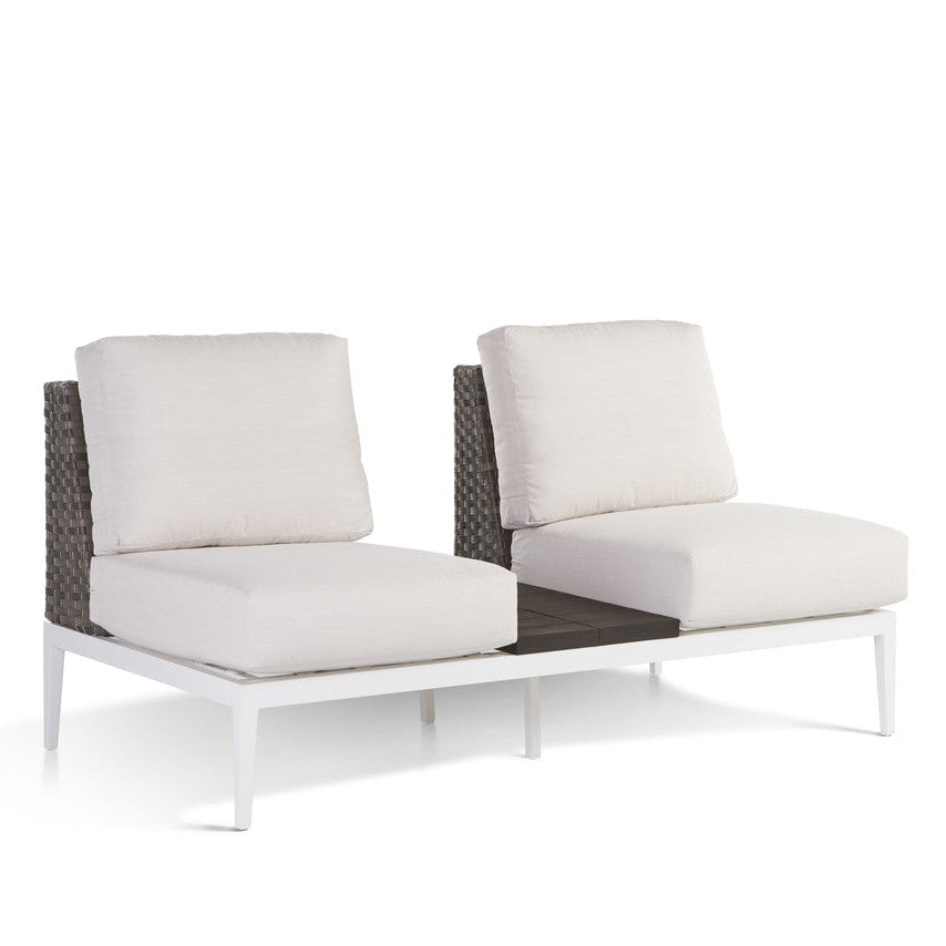 South Sea Rattan Stevie Wicker Loveseat With Tables in Middle