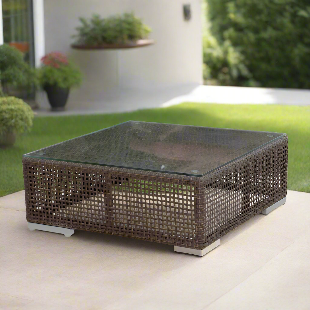 Hospitality Rattan Soho Patio Coffee Table with Glass