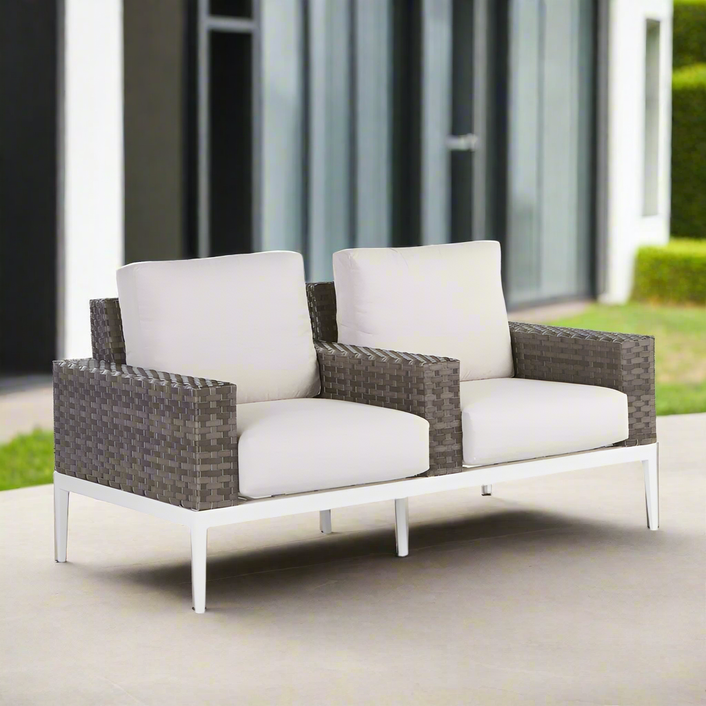 South Sea Rattan Stevie WickerTheater Loveseat