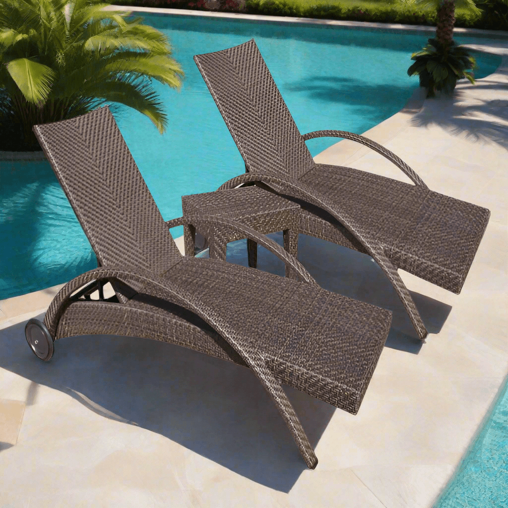 Hospitality Rattan Atlantis Patio 3-Piece Chaise Lounge Set
