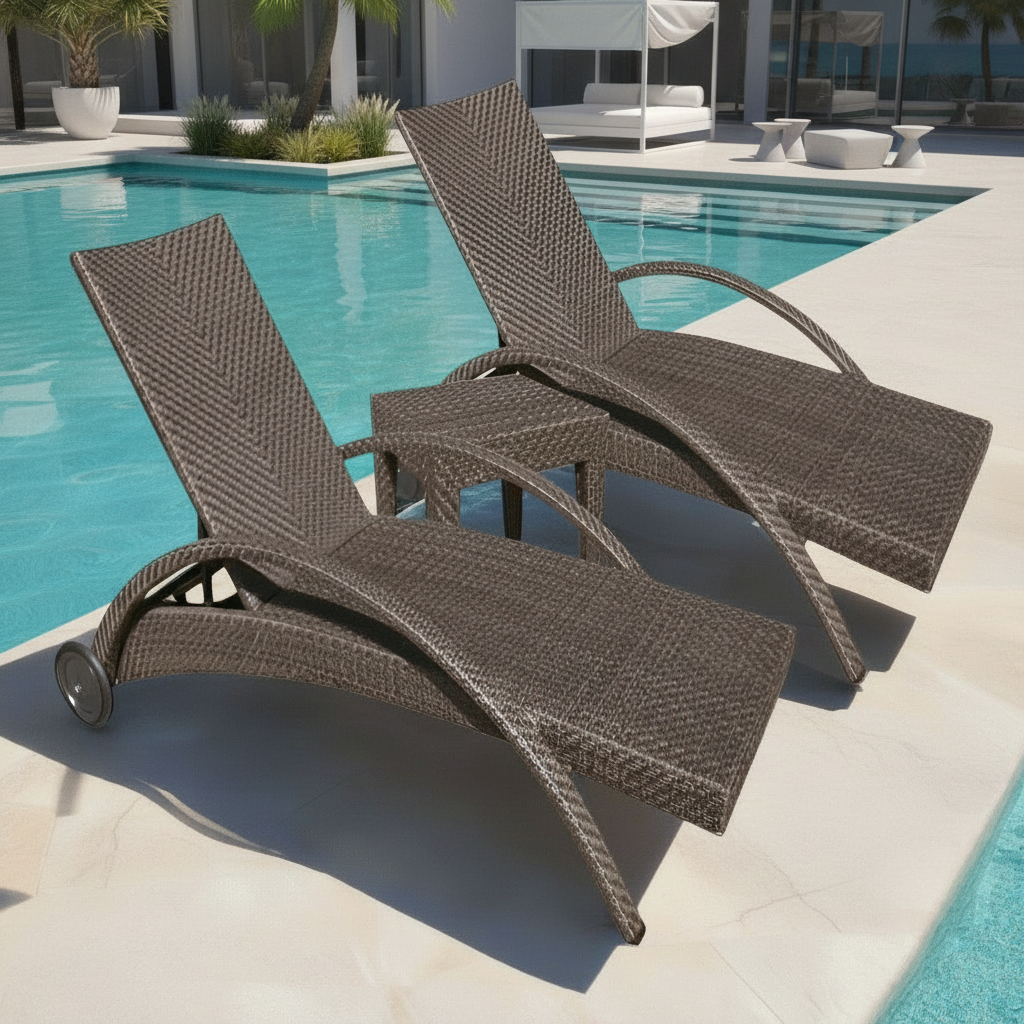 Hospitality Rattan Atlantis Patio 3-Piece Chaise Lounge Set