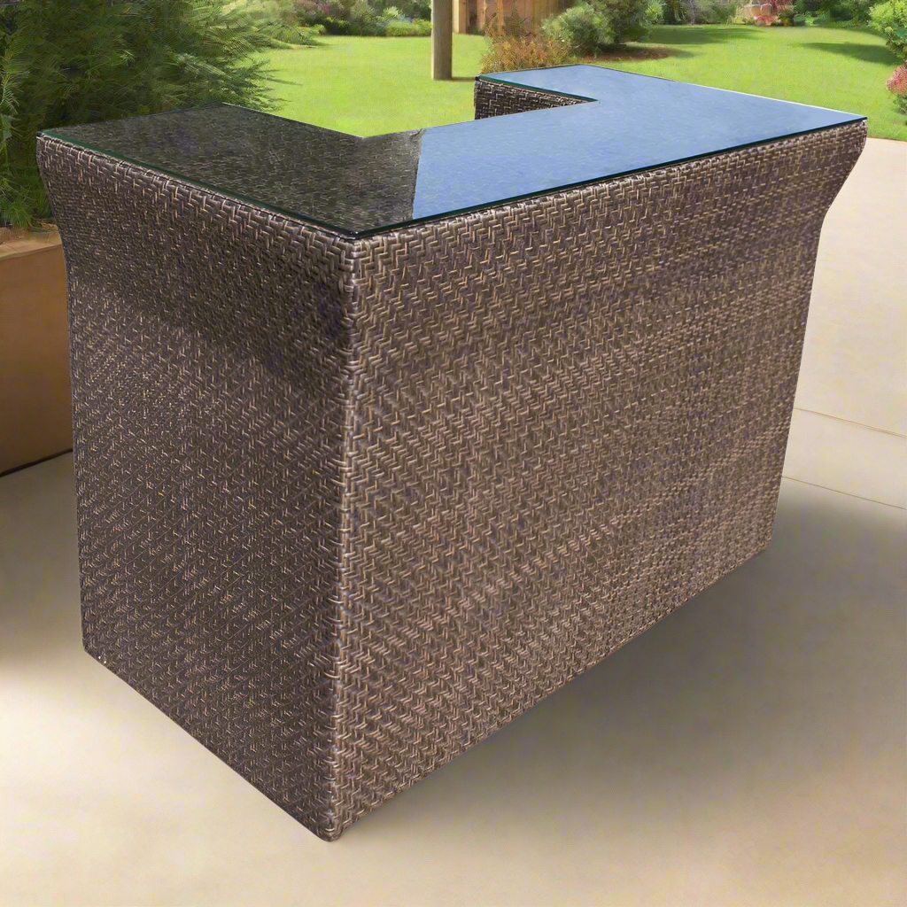 Hospitality Rattan Atlantis Bar with Glass Top