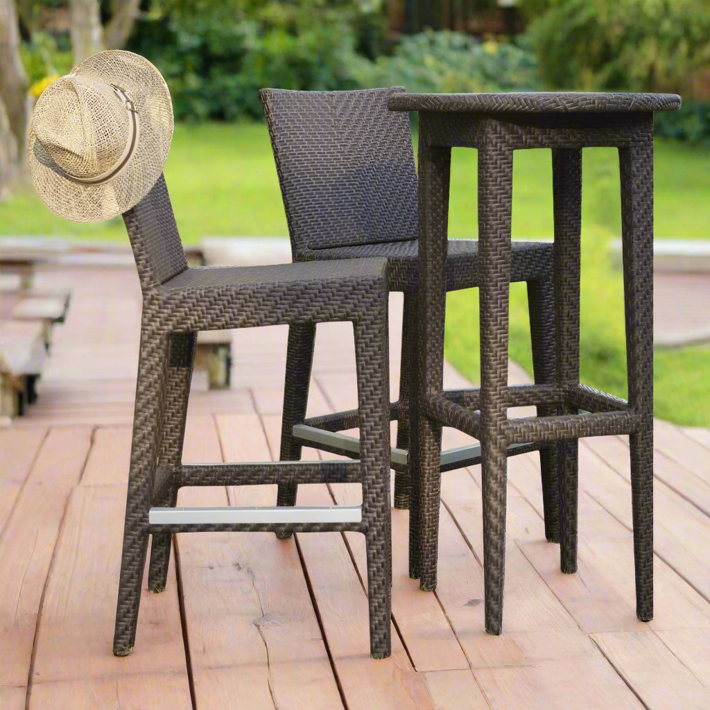 Hospitality Rattan Atlantis 3-Piece Pub & Barstool Set with Cushions
