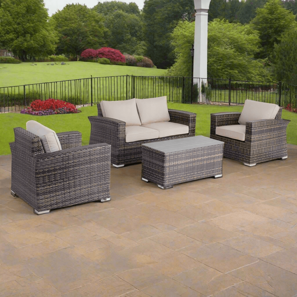 Alfresco Home Baily 4 pc LOVE SEAT Set Sunbelievable Ostrich Cushion Inclusive
