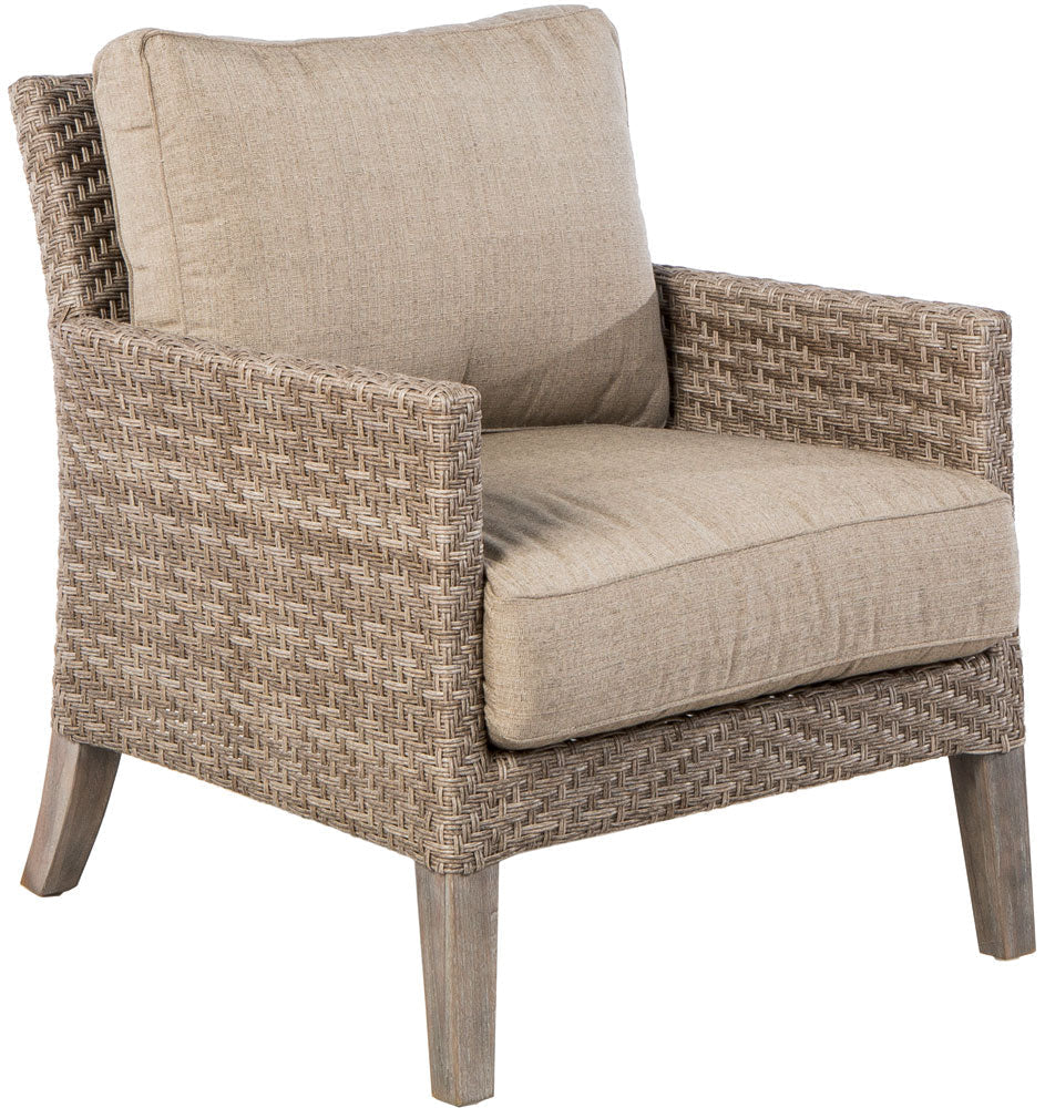 Alfresco Home Cornwall Woven Wood Deep Seating Conversation Set w/ Taupe Cushions