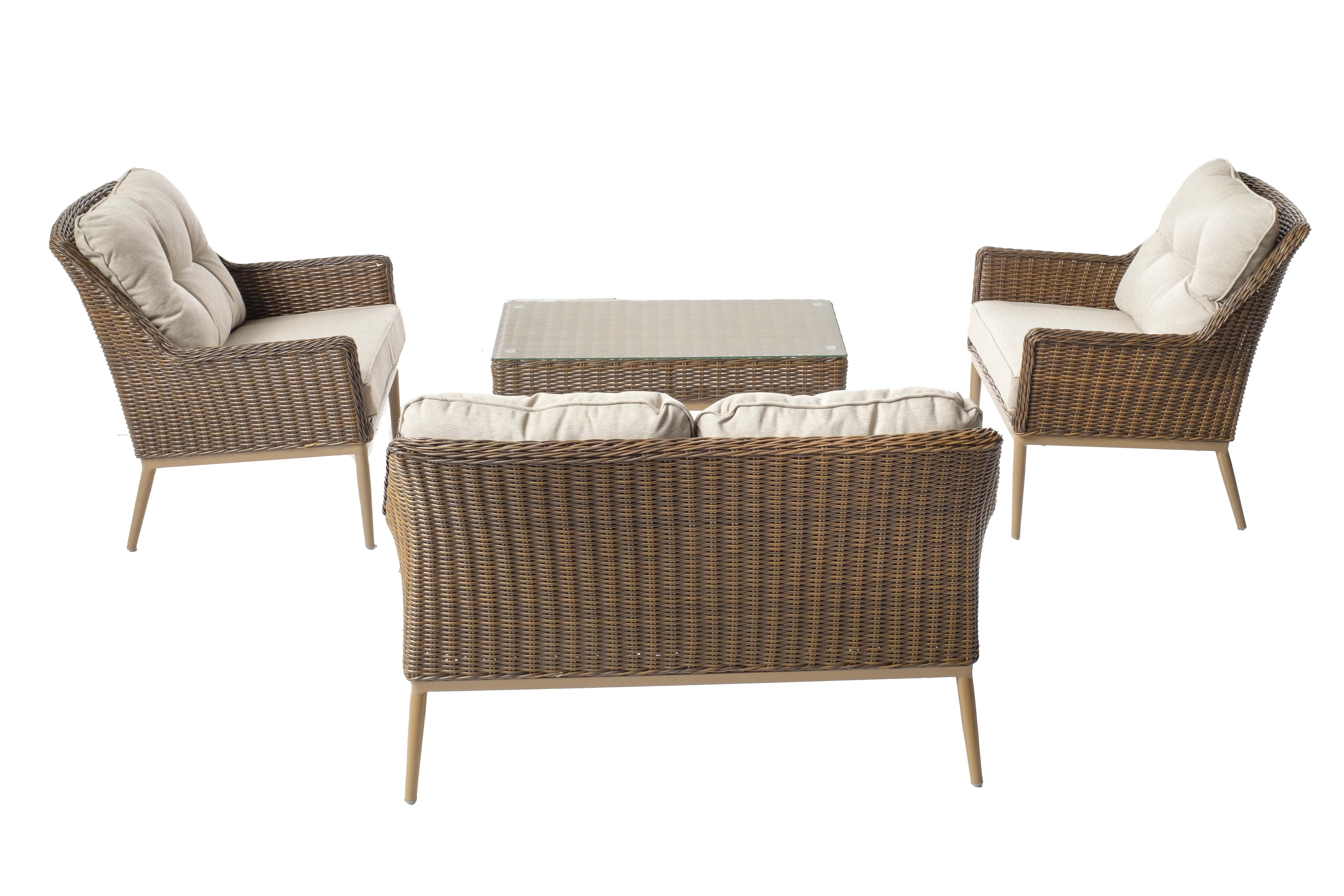 Alfresco Home Eva Brown Wicker Loveseat Set