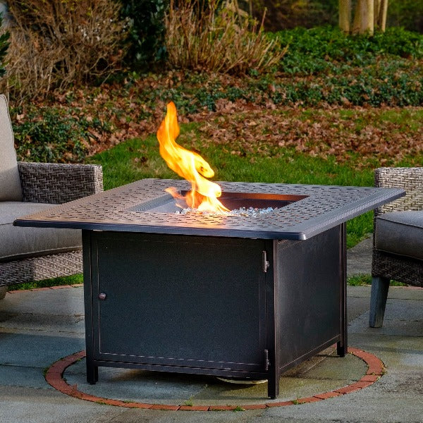 Alfresco Home Heron Topaz Cast Aluminum 42 Square Fire Pit Table