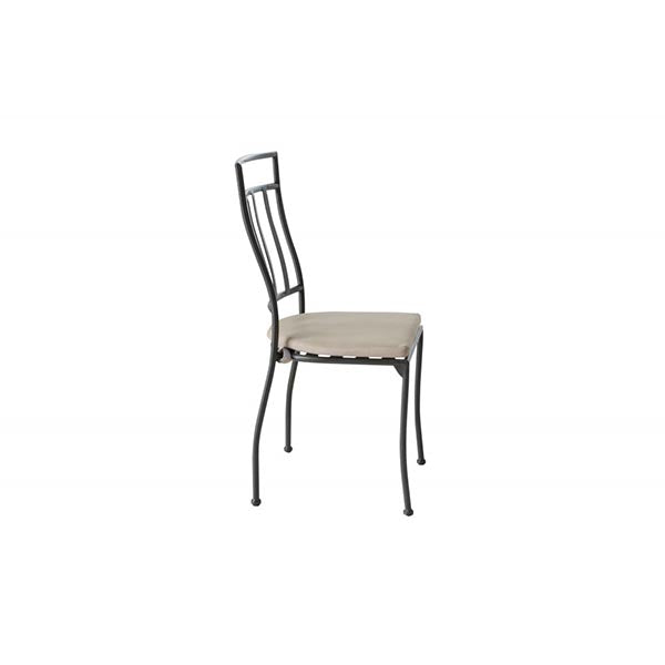 Alfresco Home Semplice Stackable Iron Bistro Chair w Cushion - Charcoal Finish- side view