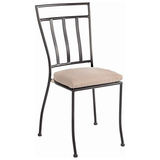 Alfresco Home Semplice Stackable Iron Bistro Chair w/ Cushion - Charcoal Finish- front right side view