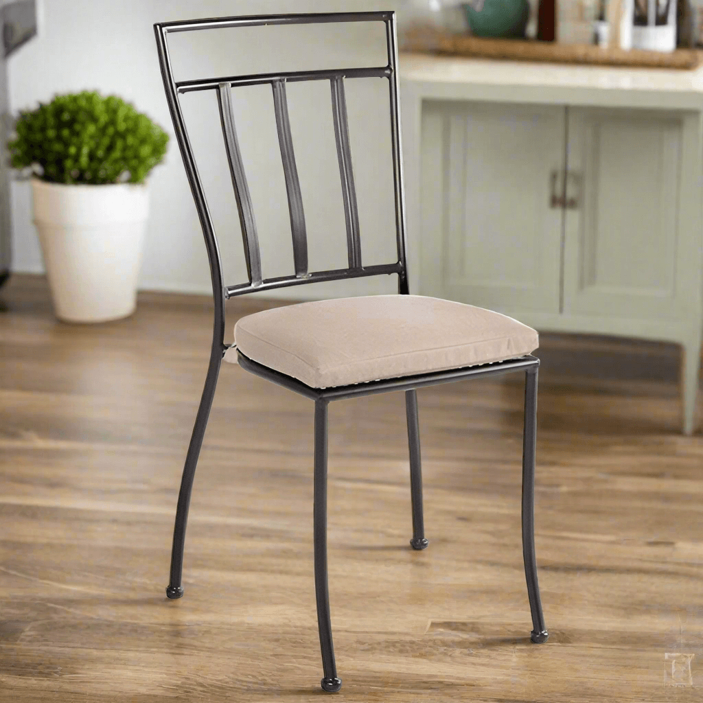 Alfresco Home Semplice Stackable Iron Bistro Chair w/ Cushion - Charcoal Finish