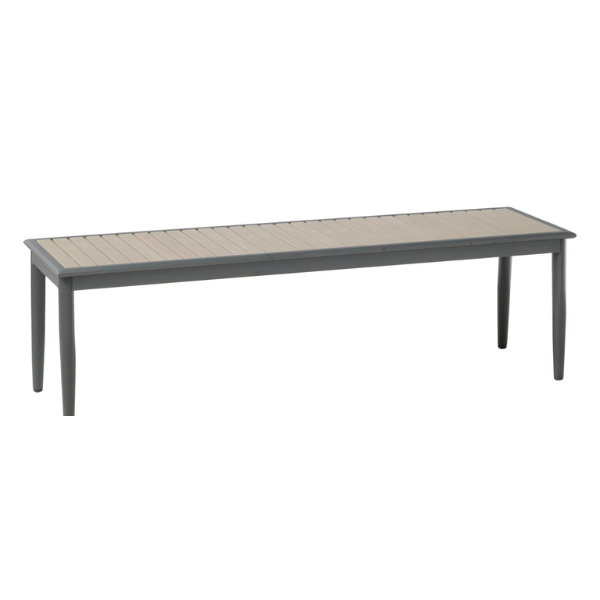 Alfresco Home Genevieve Dark Grey Polywood Aluminum Dining Bench