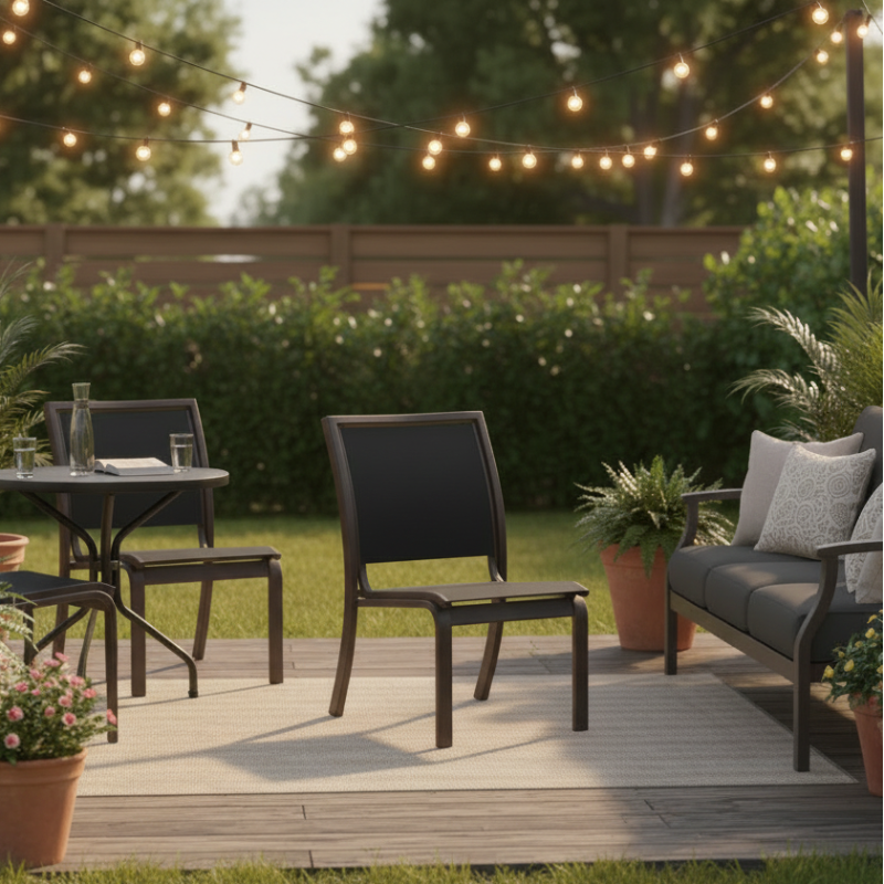 Telescope Casual Kendall Sling Aluminum Outdoor Stacking Armless Café Chair