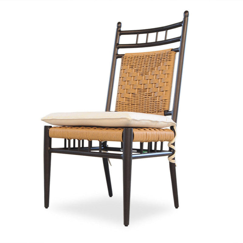 Chair with woven backrest and seat on a white background