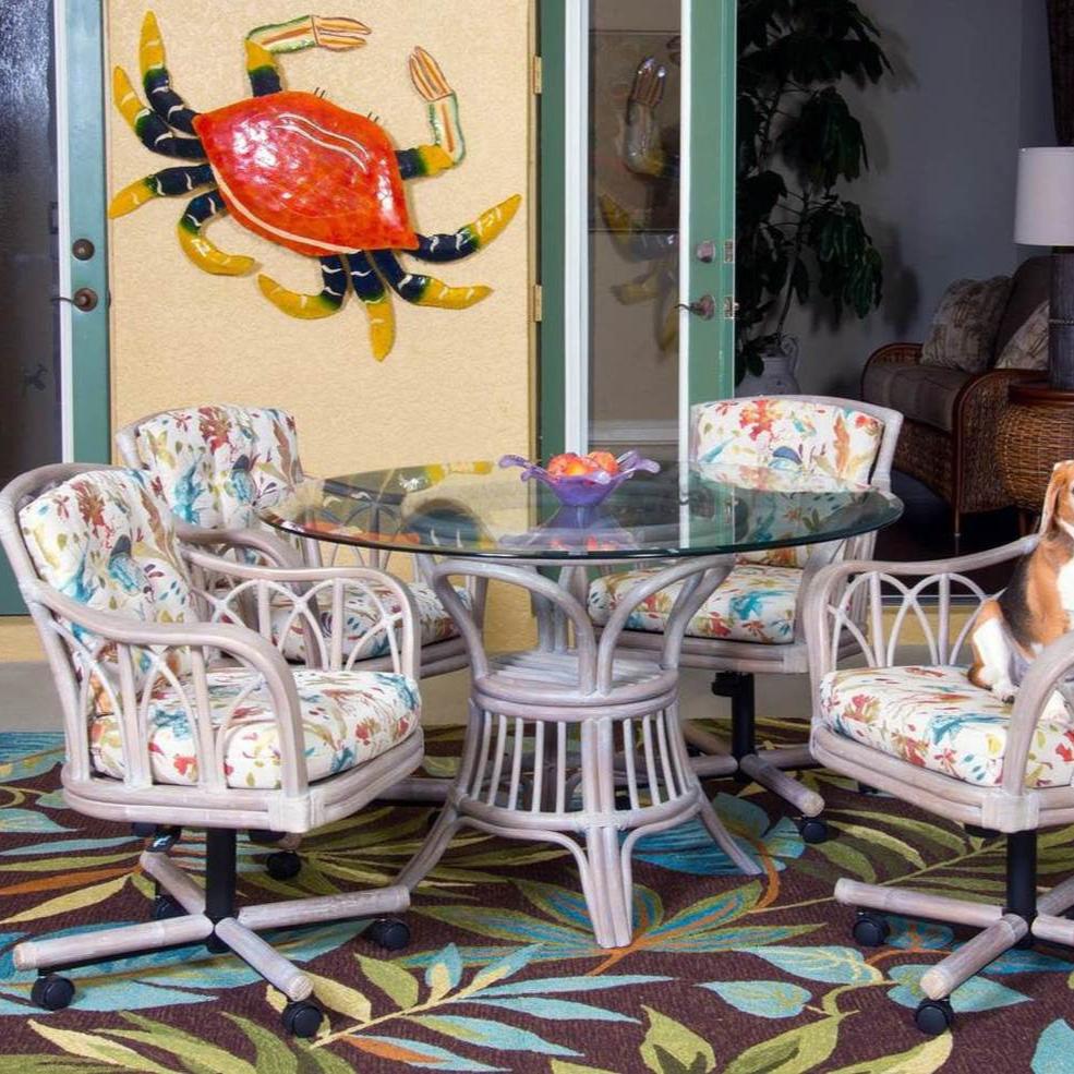 Alexander & Sheridan Cuba Rattan Indoor 5 Piece Tilt Swivel Caster Dining Set
