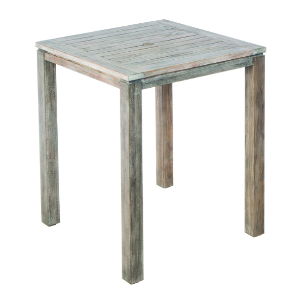 Alfresco Home Malvern Vintage Wood 36" Square Bar Table with Umbrella Hole