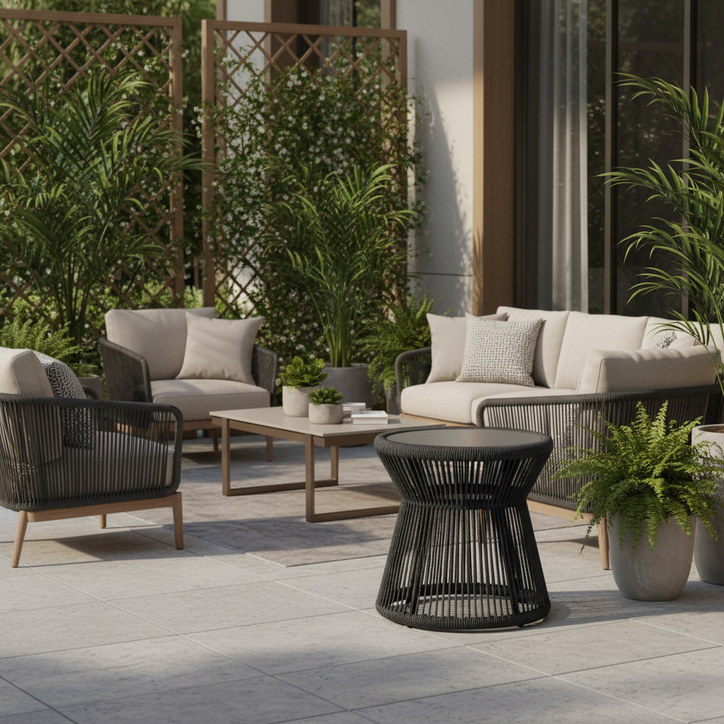 Sunset West Milano End Table w/ Honed Absolute Granite