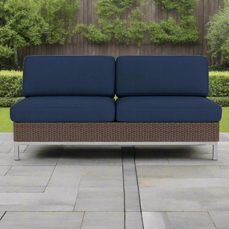 Lloyd Flanders Elements Wicker Armless Settee With Loom Back