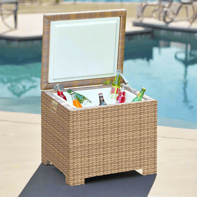 Forever Patio Hampton Wicker End Table Ice Chest