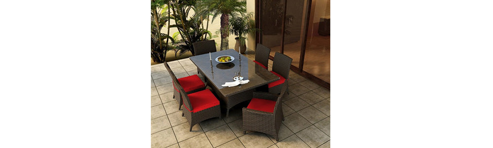 Forever Patio Barbados Resin Wicker 7 Piece Rectangle Dining Set