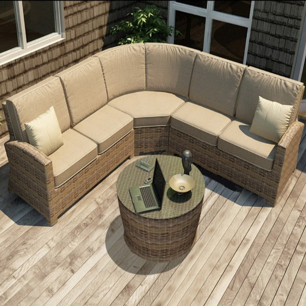 Forever Patio Cypress Collection 4 Piece Wicker 45 Degree Sectional Set